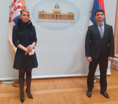 22. decembar 2020. Predsednica Poslaničke grupe prijateljstva sa Azerbejdžanom Katarina Rakić i otpravnik poslova Ambasade Azerbejdžana u Republici Srbiji Elnur Gulijev